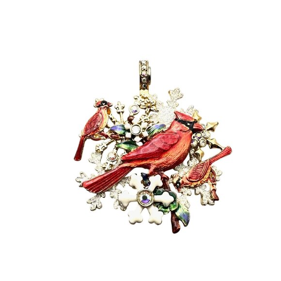 Kirks Folly Womens Crystal Magnetic Enhancer Pendant Cardinal Red Bird - Picture 2 of 3